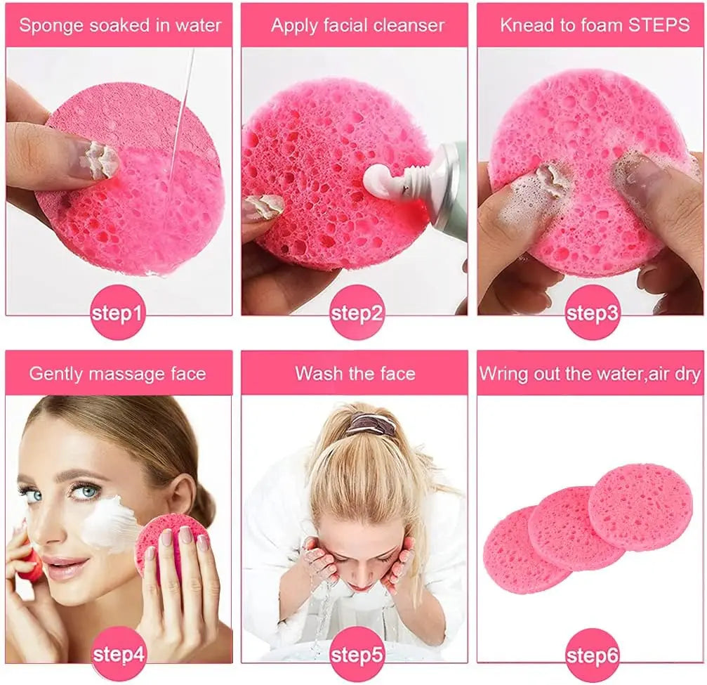 50-1000pcs Compress Face Wash Puff Natural Wood Pulp