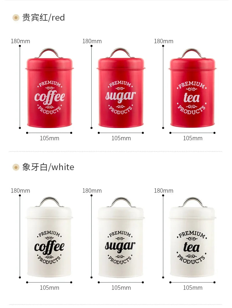 Canisters Coffee Tea Sugar Flour Metal Tin Jars