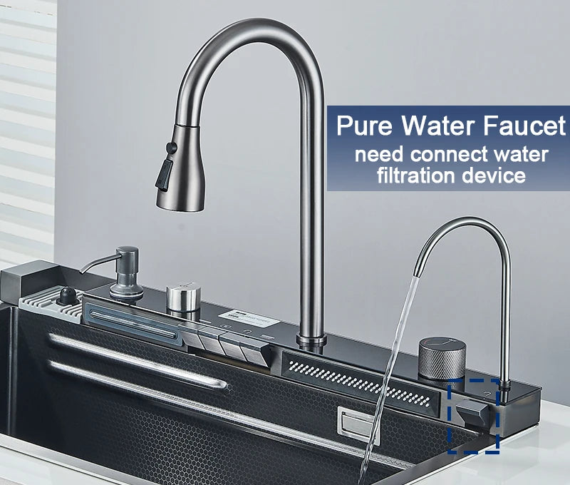 Stainless Steel Sink Faucet 75 45cm Large Bowl