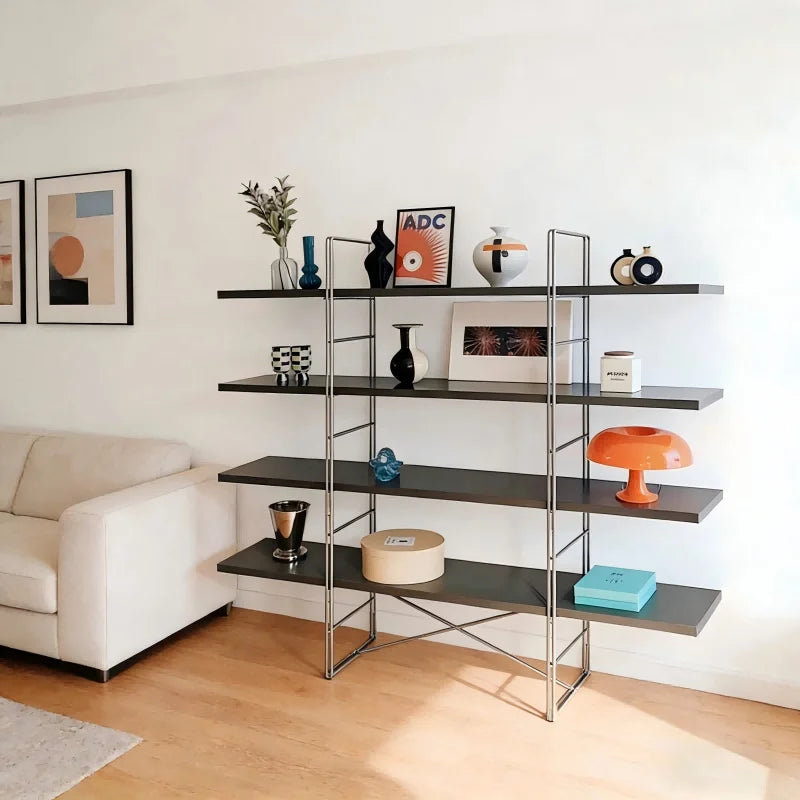 Solid Stainless Steel Bookshelf Multi-Layer Storage Rack