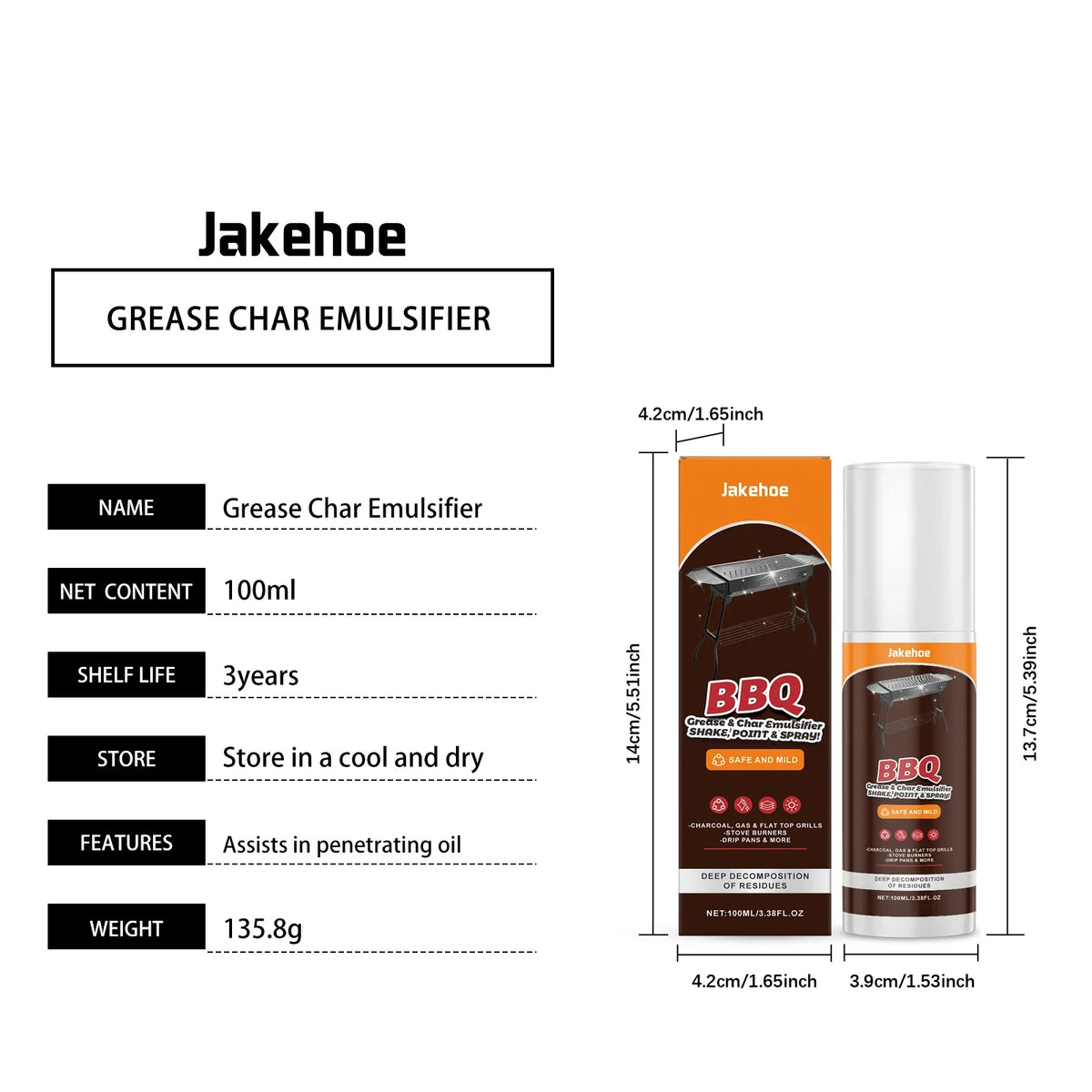 Jakehoe Heavy Duty Grill Cleaner Spray Powerful Degreaser