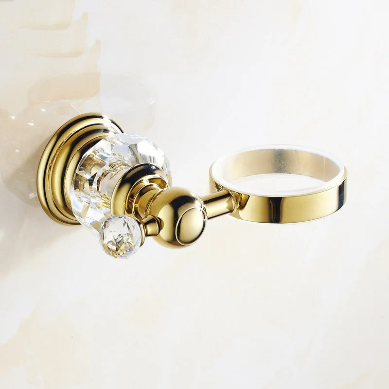 Shower Shelf Toilet Paper Holder Golden Crystal Wall