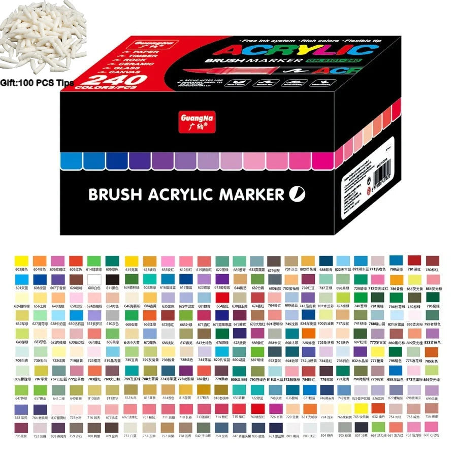 Guangna 12-360 Colors Acrylic Paint Pens Pencil Brush