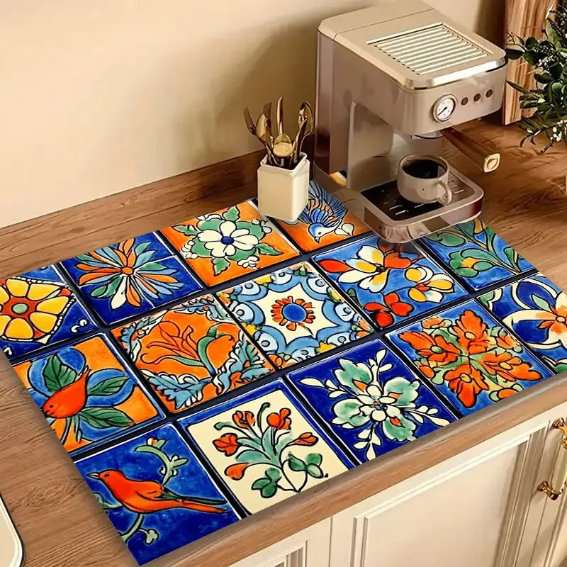 Dish Drying Mat Counter Absorbent Coffee Bar Mat