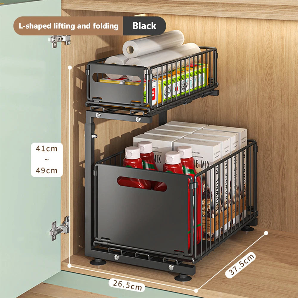 Tier Pull Out Cabinet Organizer Adjustable Storage Rack