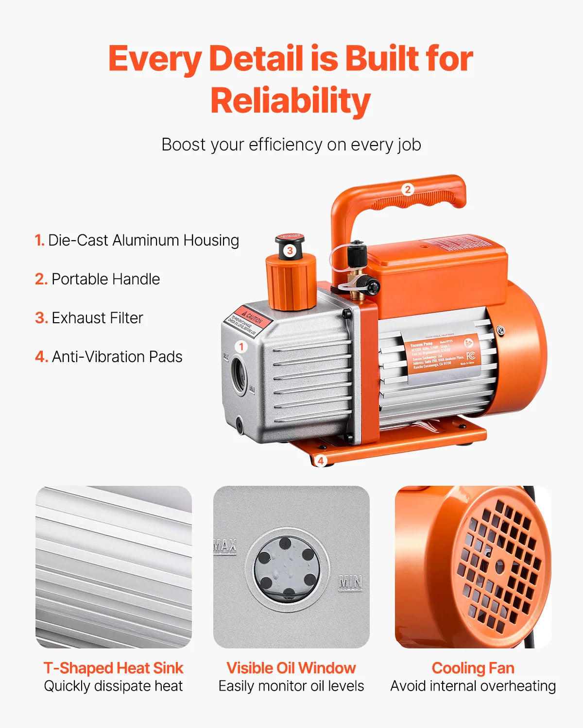 Succebuy Vacuum Pump & Oil Bottle 5cfm/4cfm/5cfm 1-Stage