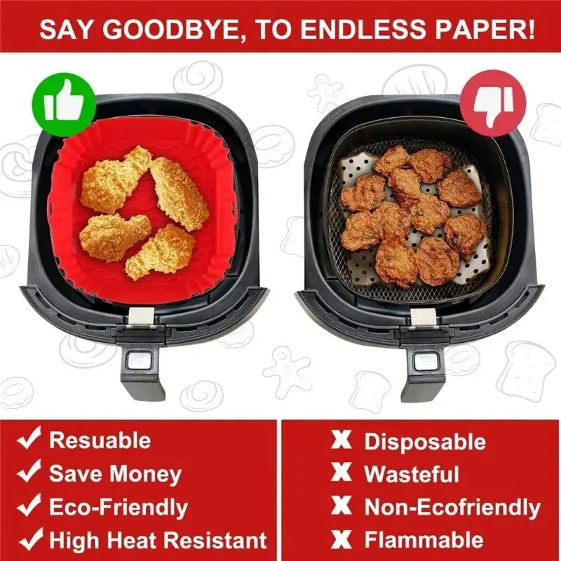 1pc Reusable Airfryer Pan Liner Silicone Air Fryers