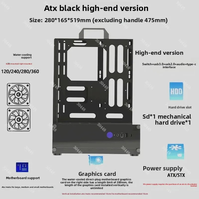 Open Frame Pc Case 240/360 Liquid & Air