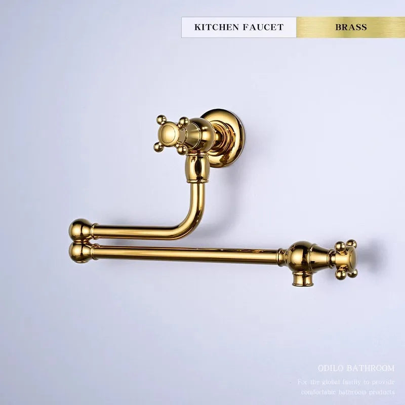Faucet Brushed Gold Pot Filler Tap Wall Mounted