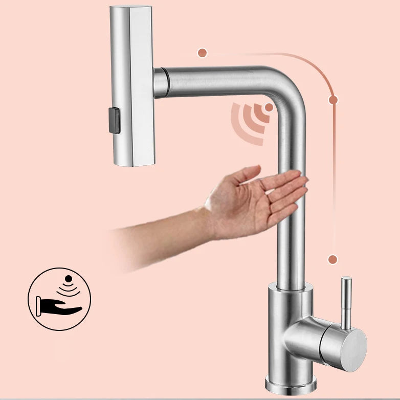 Touch Waterfall Faucet Brushed Gold Cold Pull Out