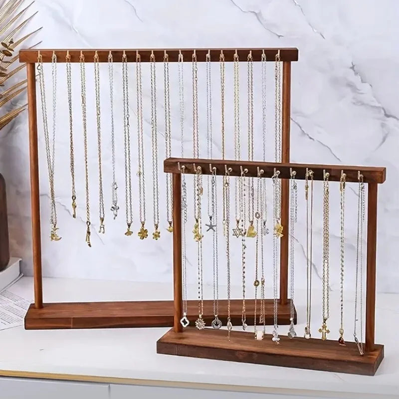 Jewelry Organizer Display Stand Wood Necklace Hanging Countertop