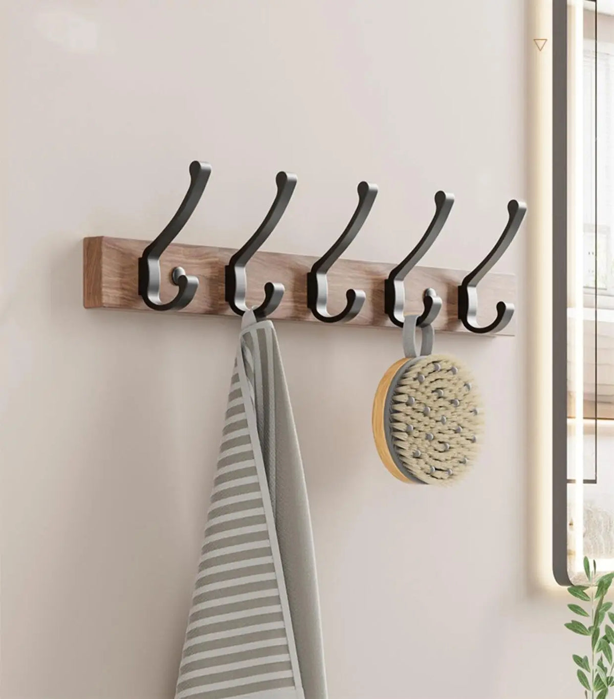 Walnut Wood Black Bathroom Hardware Bathroom Towel Rack