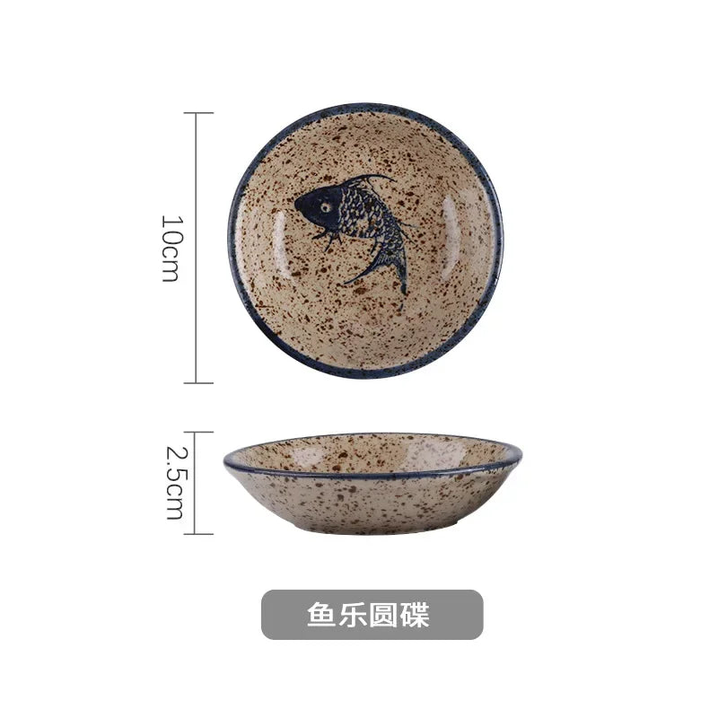 Ceramic Seasoning Dish Japanese Willow Porcelain Taste Dish
