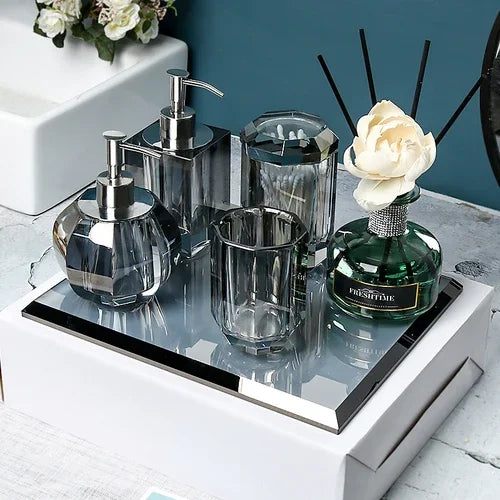 Crystal Glass Bathroom Kit Couple Mouthwash Cup Tray