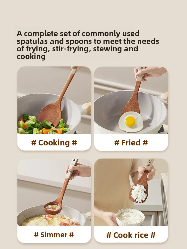 Cooker King Ebony Wood Cooking Utensils Heat Resistant