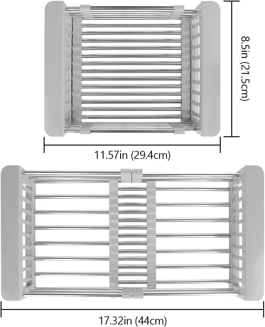 1pc Adjustable Expandable Dish Drying Rack Vegetable Fruit
