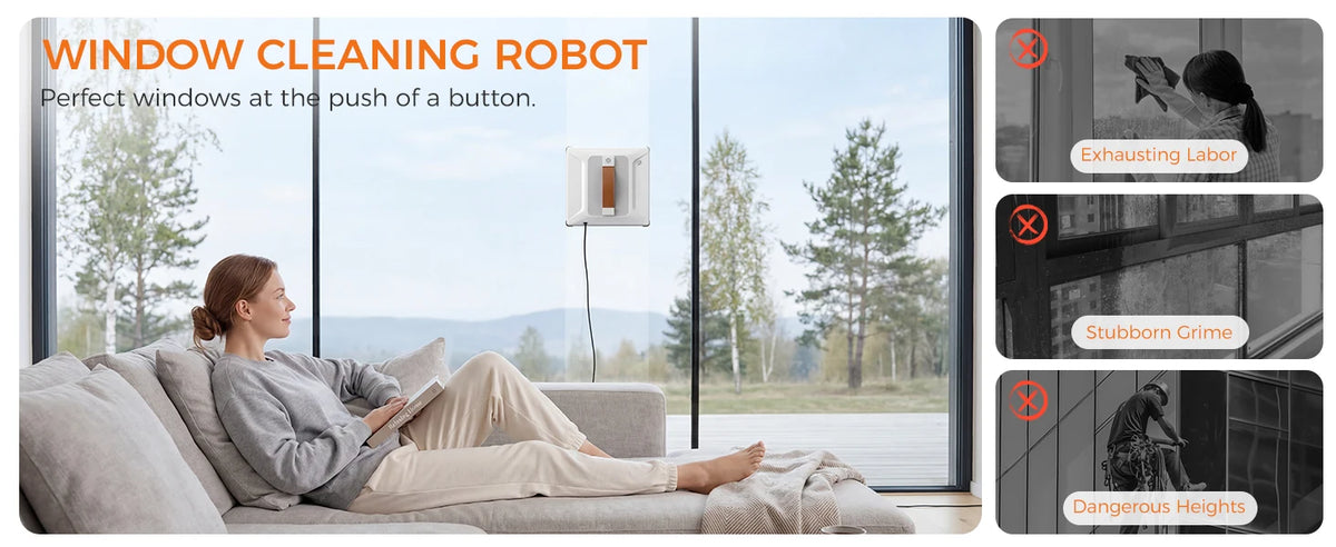 Brushless Motor Window Cleaning Robot 3200pa Suction Water