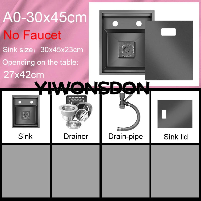 Nano Hidden Bar Sink Black Folding Faucet Mini
