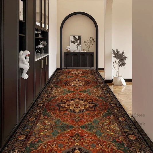 Bohemian Red Long Corridor Carpet Luxury Persia Decoration