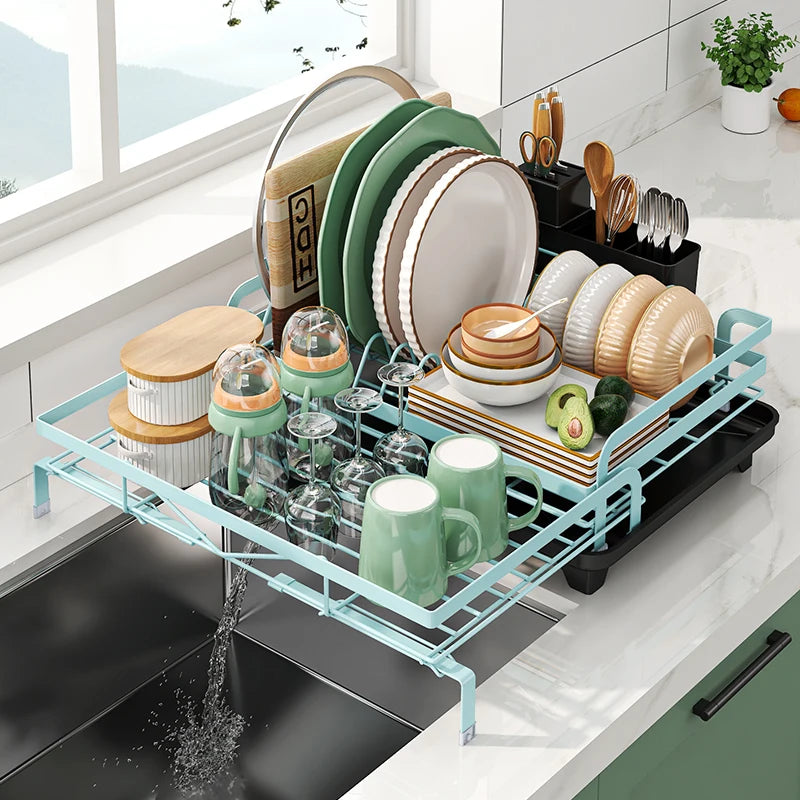 Dish Drainer Rack Expandable Dish Drying Rack Cutlery