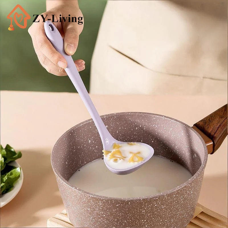 Long Handle Silicone Soup Spoon Large Ramen Noodles