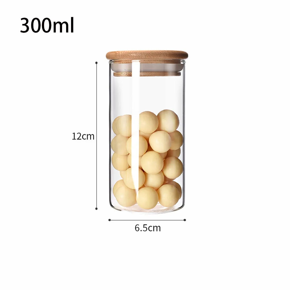 4/8pcs 250ml 500ml 1000ml Glass Jar Bamboo Lid