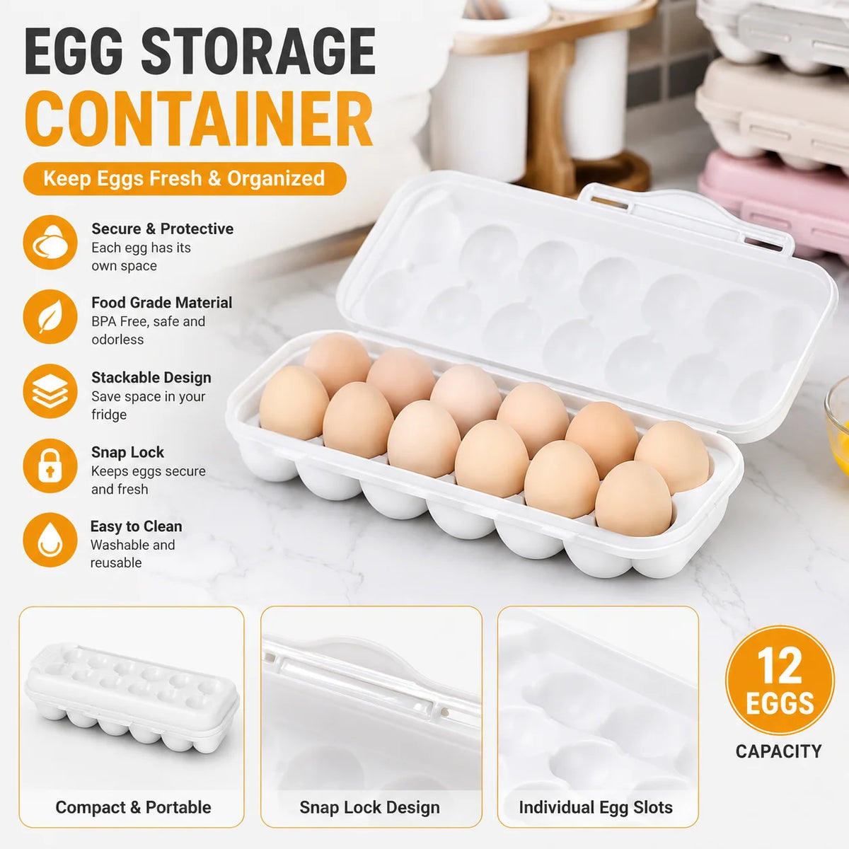 Egg Storage Box Refrigerator Plastic Airtight Fresh Keeping