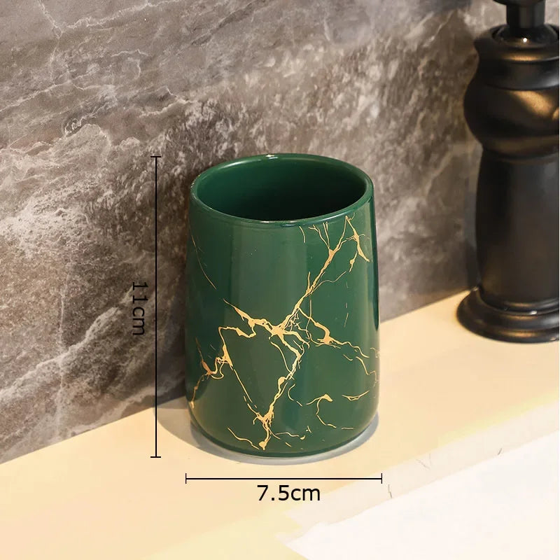Creative Marble Texture Ceramic Toothbrush Cup Bathroom Soap