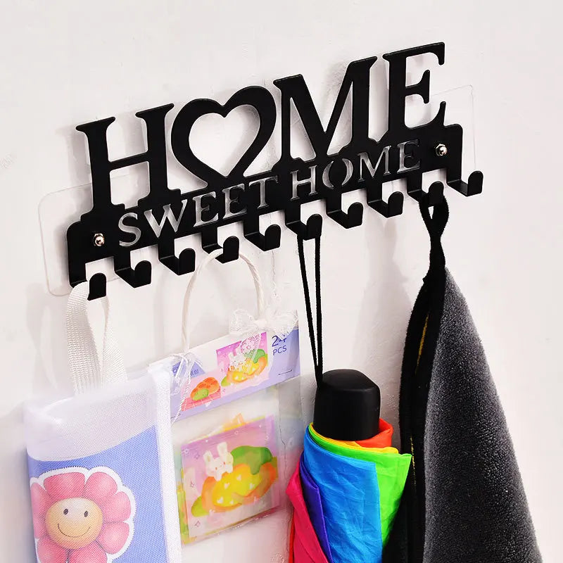 Sweet Black Metal Balcony Wall-Mounted Clothes Rack Key