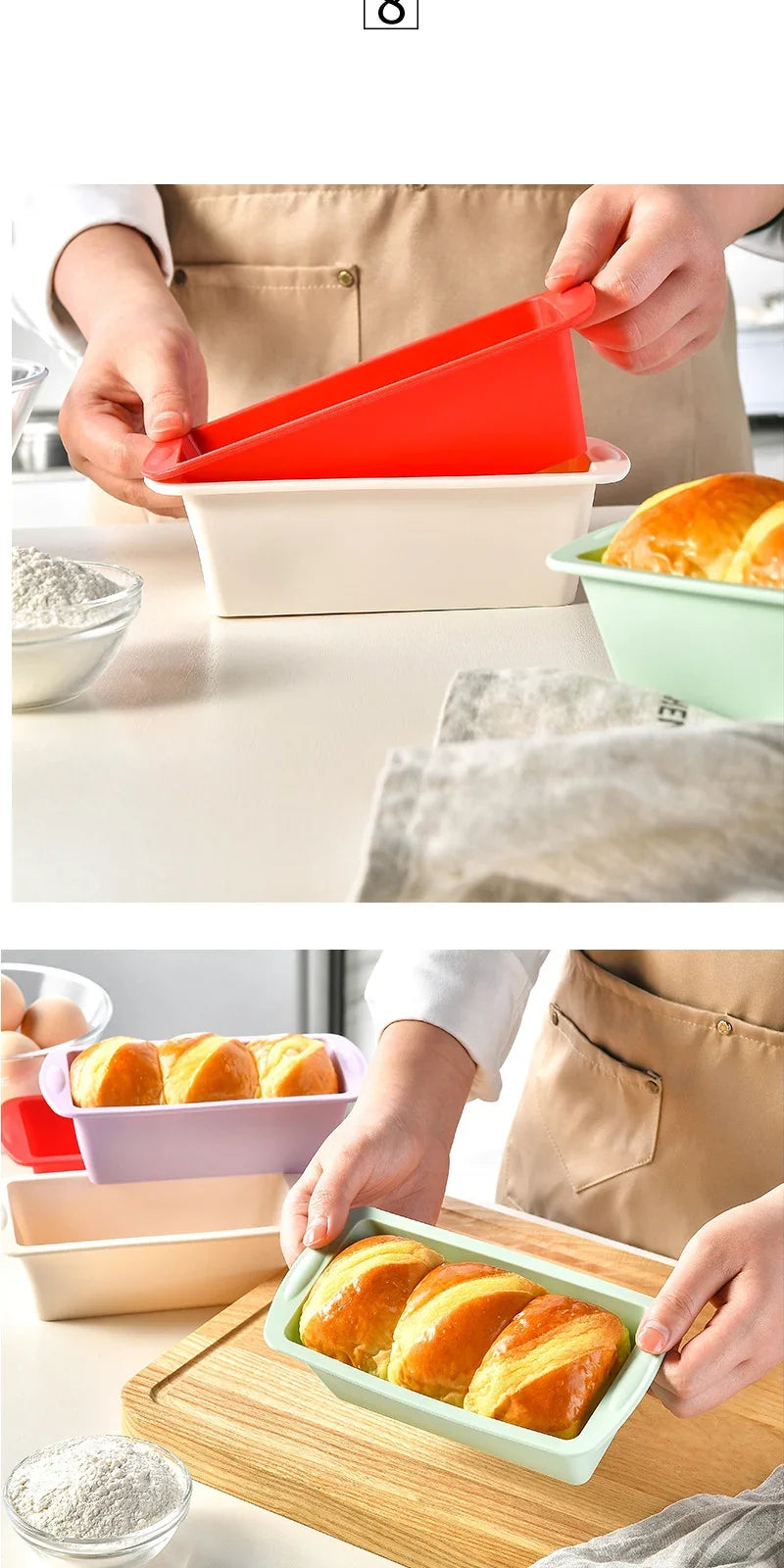 2pcs Loaf Pan Bread Toast Reusable Silicone Mold