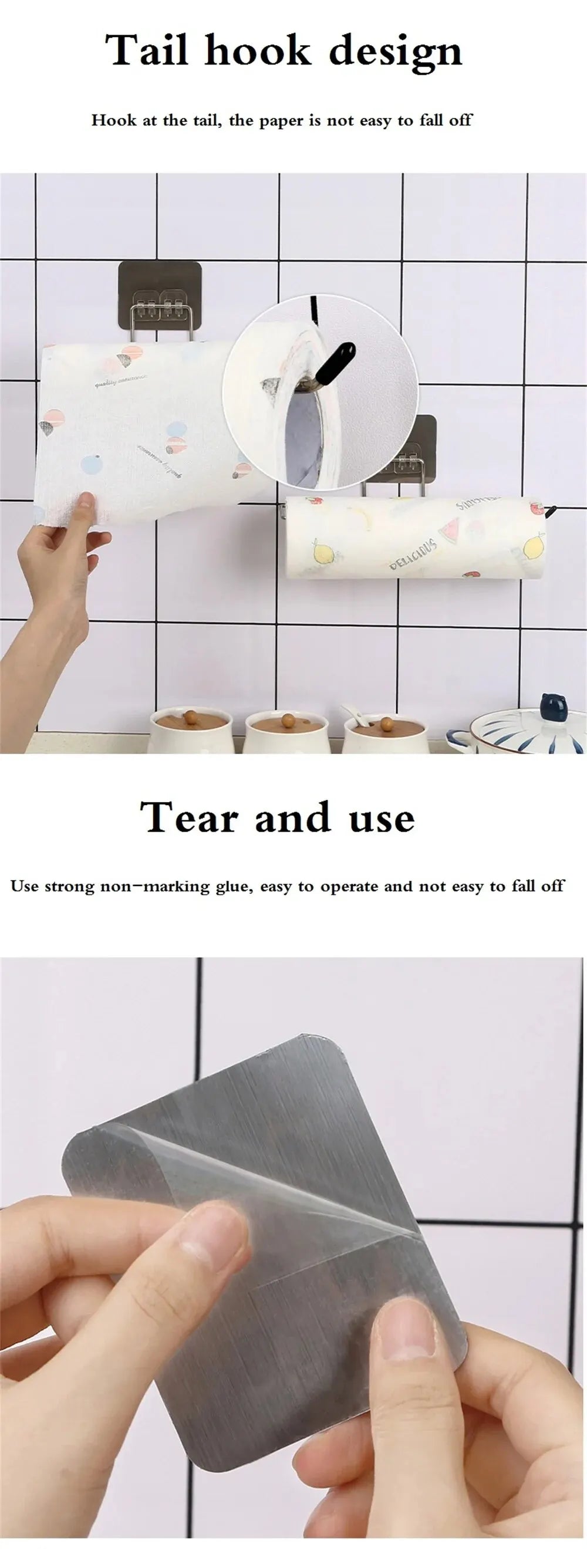 2pcs Paper Towel Holder Adhesive Toilet Paper Rack