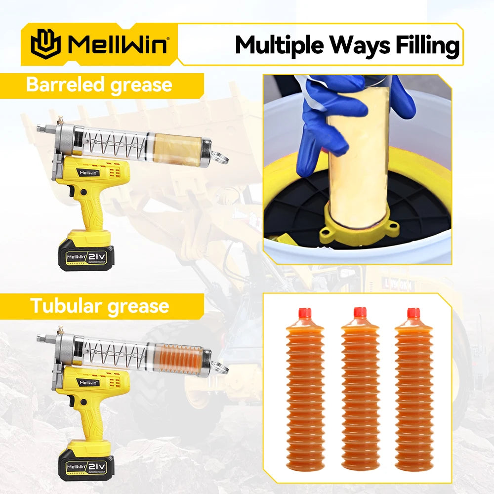 Mellwin 12000psl Cordless High Pressure Electric Grease Machine