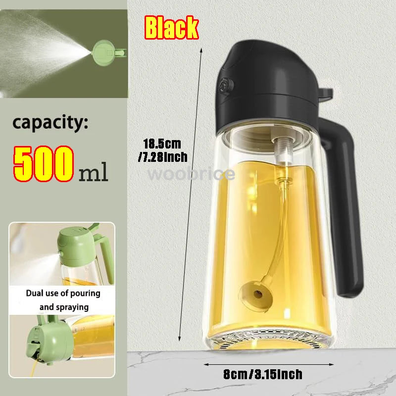 2in1 500ml Glass Oil Sprayer Olive Oil Spray