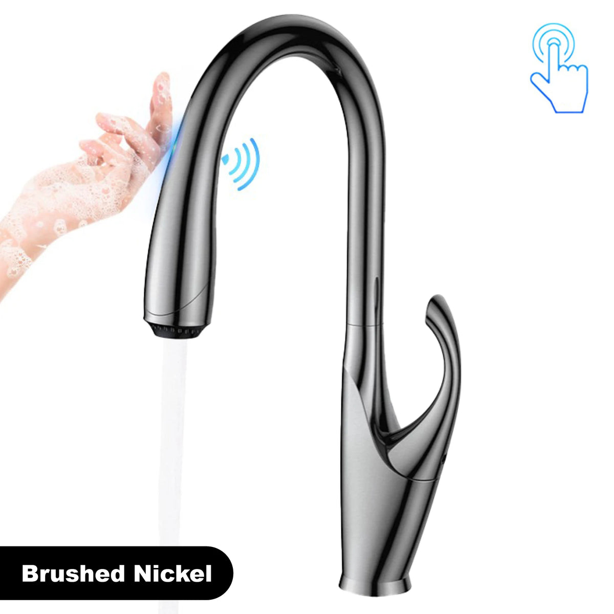 Luxury Black Brass Touch Switch Faucet Handle Ceramic