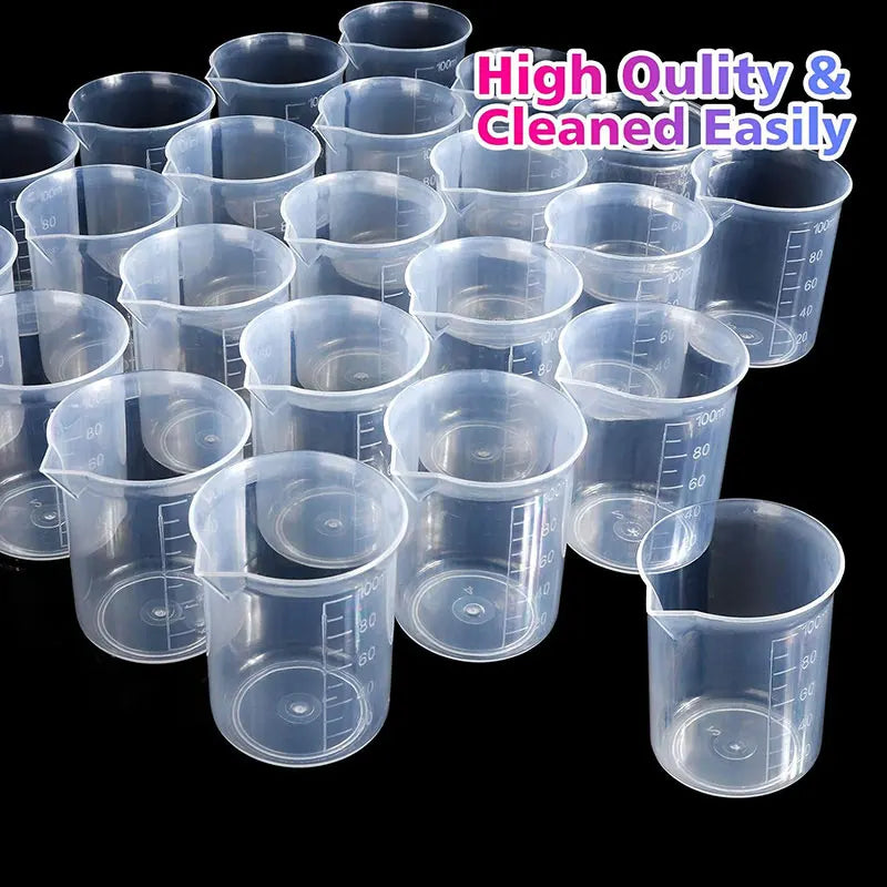 1-24pcs Plastic Mixing Cups 100ml Measuring Cups V-Shaped