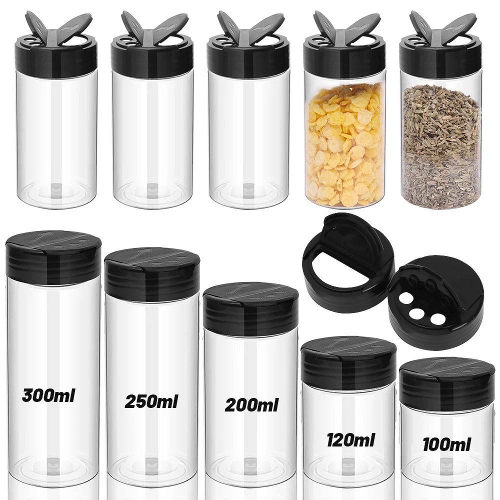 1/20pcs Clear Plastic Spice Bottles Salt Pepper Shaker