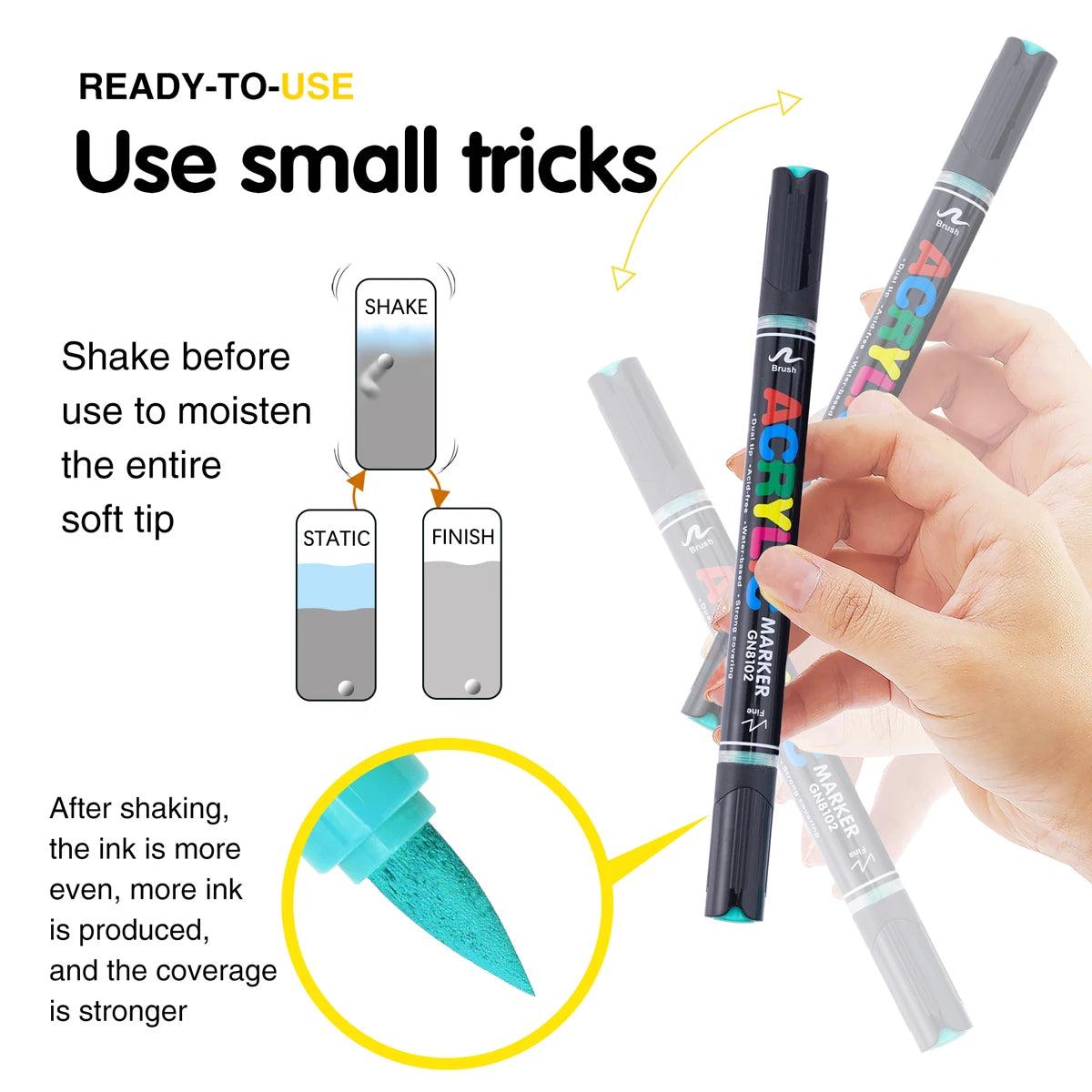 Guangna 36-168 Colors Dual Tip Direct Acrylic Marker