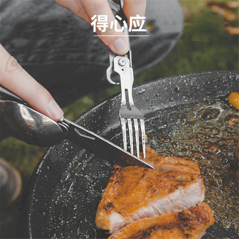 Multi-Function Camping Fork Spoon Foldable Knife Fork Spoon