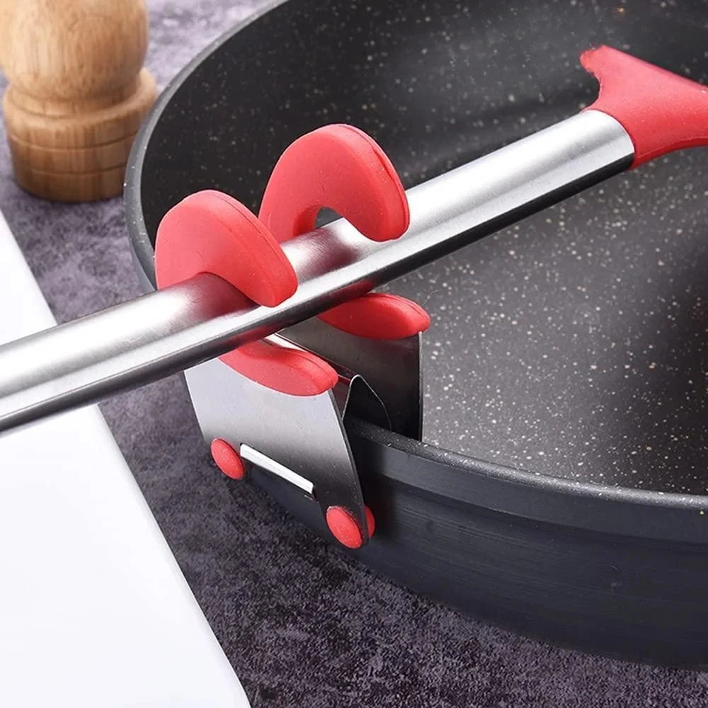 Anti-Scald Silicone Grip Pot Clip Holder Spoon Stainless