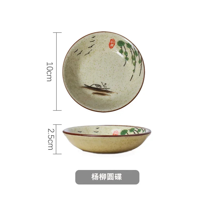 Ceramic Seasoning Dish Japanese Willow Porcelain Taste Dish
