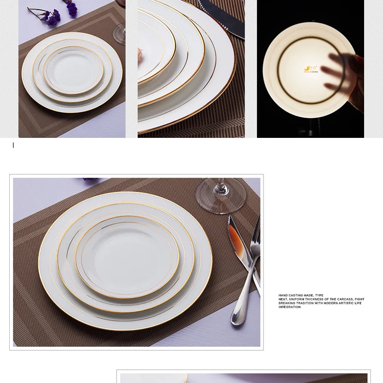 White Porcelain Dinner Plate Light Luxury Food Disk