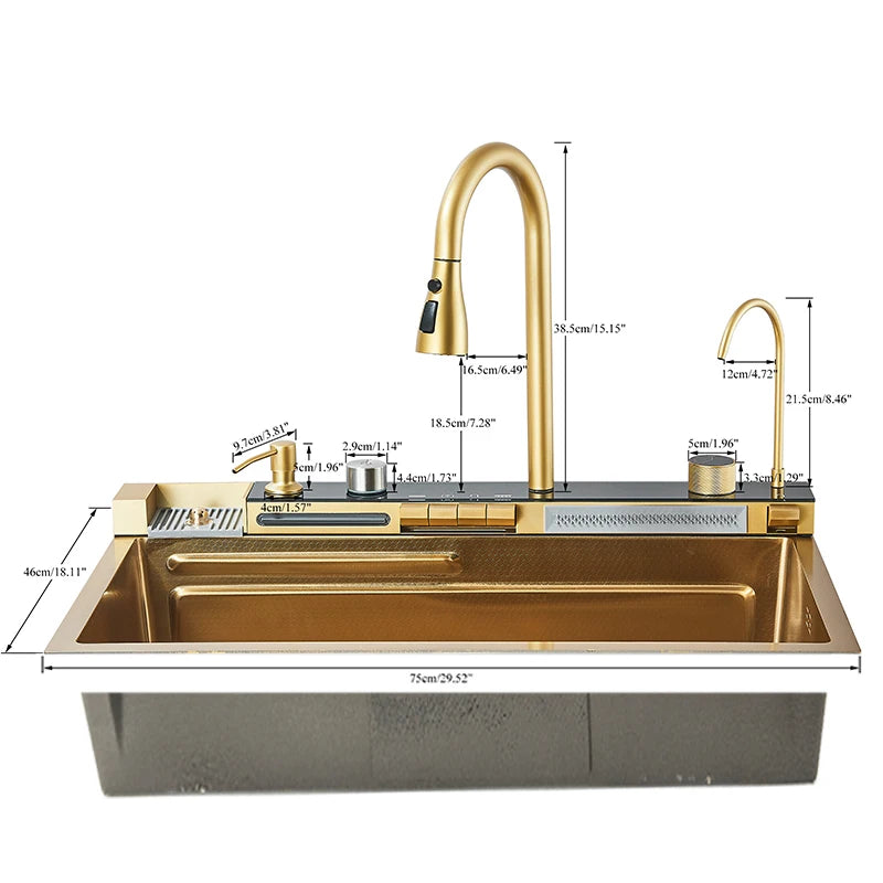 Golden Smart Digital Display Integrated Sink Temperature Control