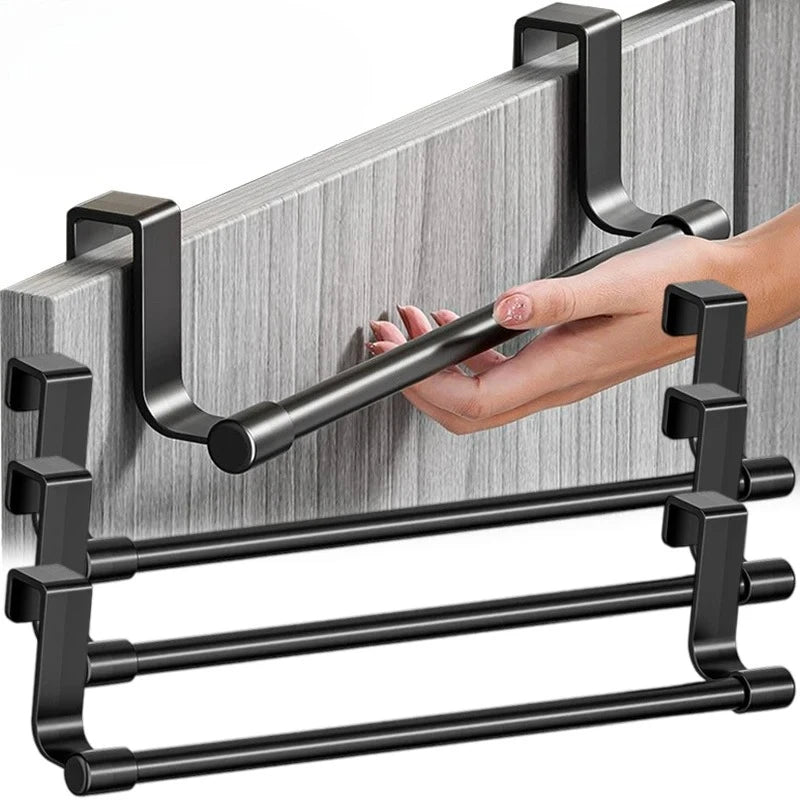 Stainless Steel Wall-Mounted Towel Rack Space-Saving Door Cabinet