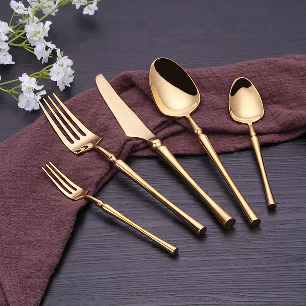 Pieces Knife Fork Spoon Gold Cutlery Complete Stainless