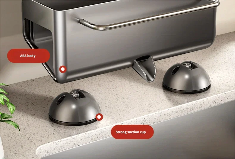 No Drill Suction Cup Sink Caddy Towel Bar