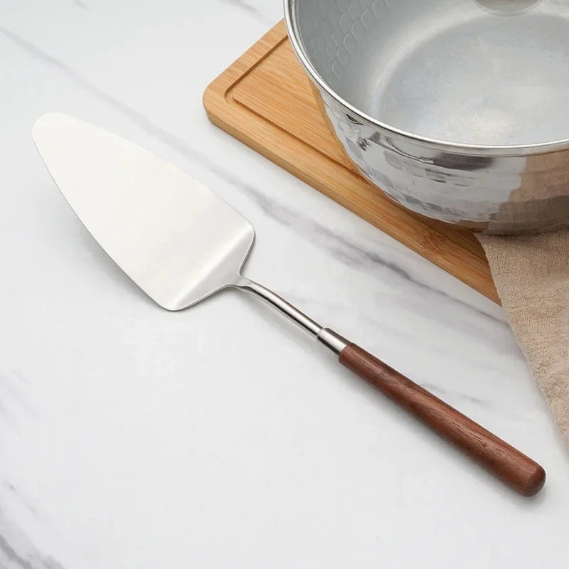 Walnut Handle Utensils Stainless Steel Cake Knife Shovel