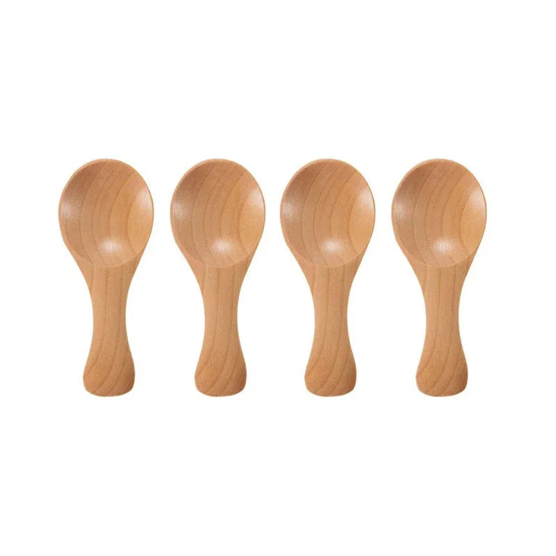 4pcs Mini Wooden Spoons Small Spice Condiment Spoon