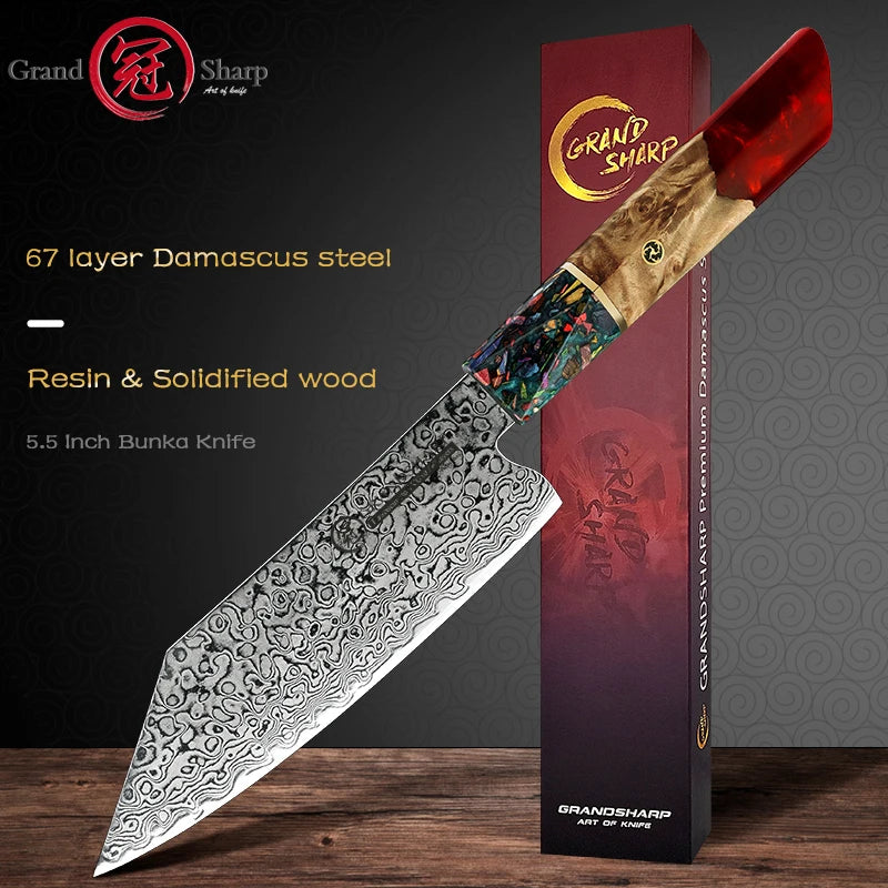 Grandsharp Inch Japanese Bunka Knife 67 Layers Damascus