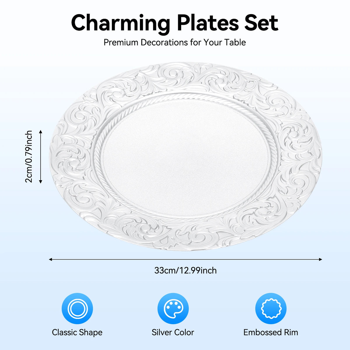 100pcs Charger Plates 13 Inch Round Charger Plates