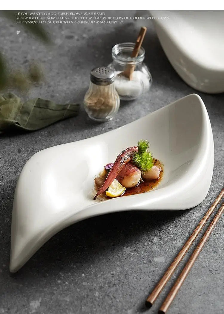 Ceramic Dinner Plate Restaurant Irregular Serving Salad Snack